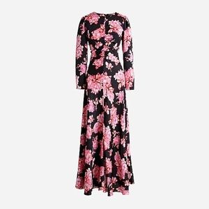 JCREW Featherweight satin midi dress in midnight rose